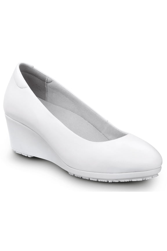 Orlando, Women's, White Dress High Wedge Style Soft Toe Slip Resistant Work Shoe. (7.5 M)