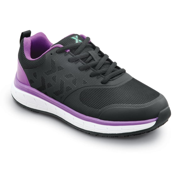 SR Max Wake, Women's, Black/Purple, Athletic Style, MaxTRAX Slip Resistant, Soft Toe Work Shoe. (8.0 M)