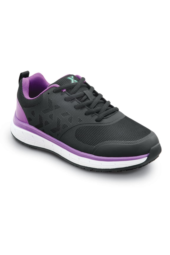 Wake, Women's, Black/Purple, Athletic Style, MaxTRAX Slip Resistant, Soft Toe Work Shoe. (9.0 EW)