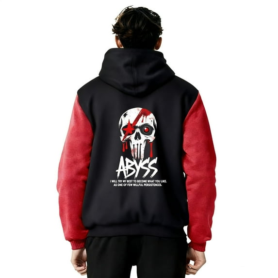 SR Men's Fleece-Lined Full-Zip Hoodie, Lined Long Sleeve Menswear Sweatshirt for Boys, Men, Red Black (S-3XL)