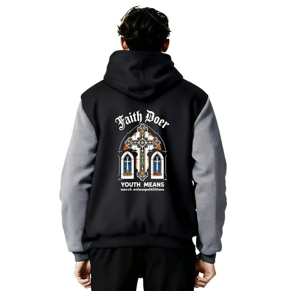 SR Men's Fleece-Lined Full-Zip Hoodie, Lined Long Sleeve Menswear Sweatshirt for Boys, Men, Gray Black (S-3XL)