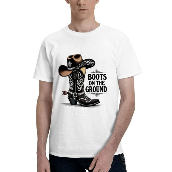 SR Men's Graphic Tee, Boots Pattern, Men's Short Sleeve Crew Cotton T-Shirt, Sizes S-3XL, White