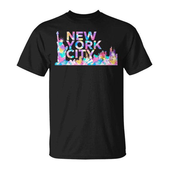 SR New York City Retro Manhattan Nyc Watercolor Skyline Ny City Unisex T-Shirt