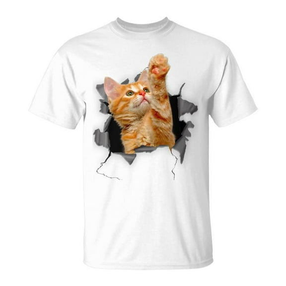 SR Orange Cat Torn Cloth Cat Dad Cat Mom Cat Lover T-Shirt