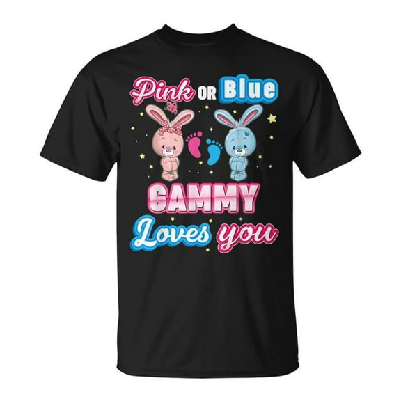SR Pink Or Blue Gammy Loves You Gender Reveal Baby Father Day T-shirt