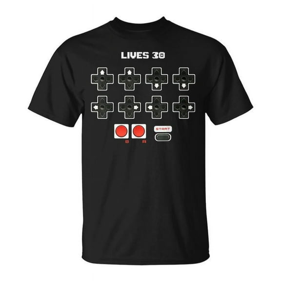 SR Retro Game Gamer Gaming Contra Cheat Code 30 Lives Code T-shirt