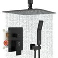 thumbnail image 1 of SR SUN RISE 12 Inch Ceiling Mount Matte Black Shower System Bathroom Luxury Rain Mixer Shower Combo Set Ceiling Rainfall Shower Head System Faucet Trim Repair Kits Rough-in Valve and Trim Included, 1 of 9