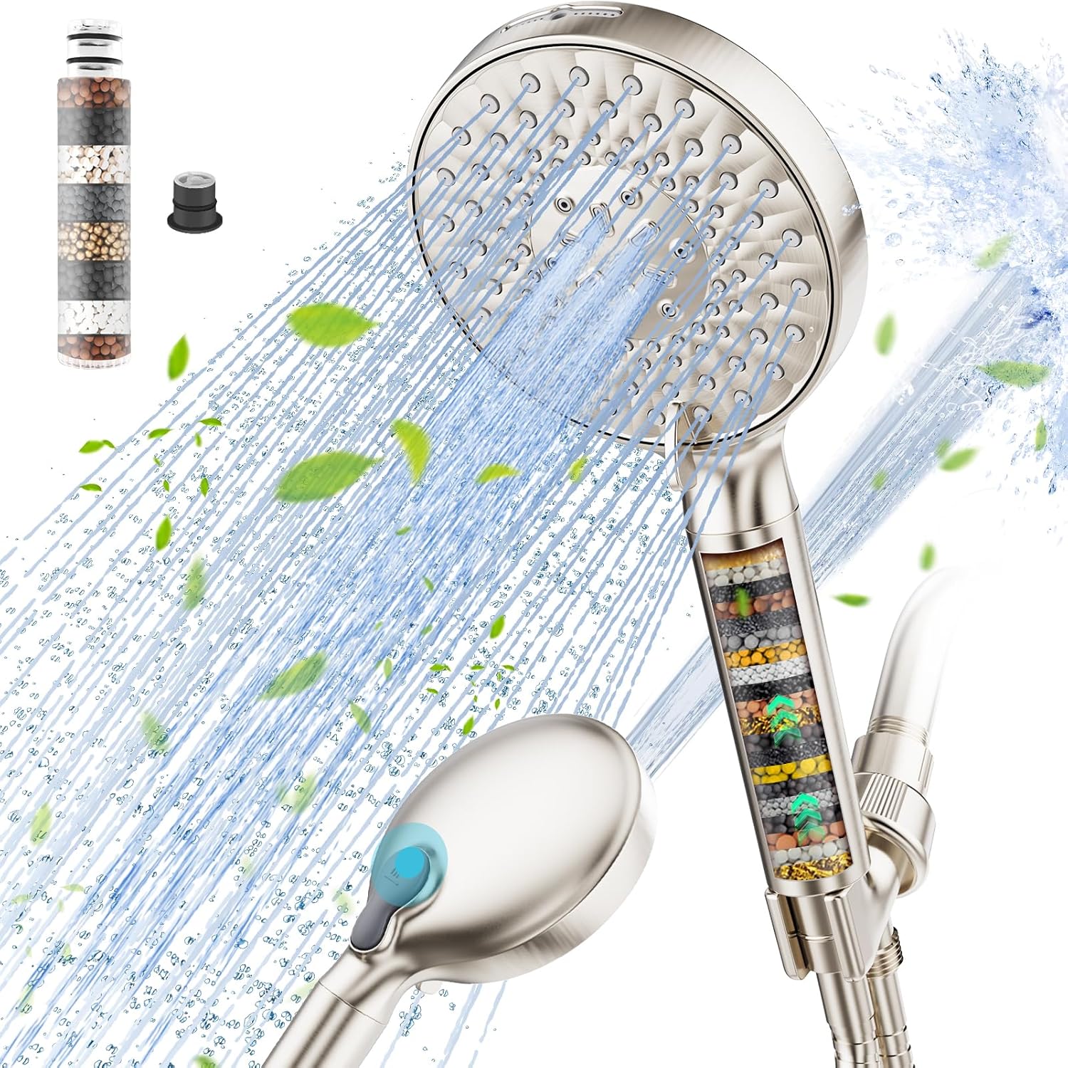 SR SUN RISE Filtered Shower Head with Handheld, High Pressure 9 Spray