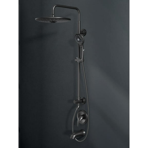 SR SUN RISE Shower System with 3-spray Rain Shower and 6-Setting Handheld Combo 1.8 GPM Shower Faucets Sets Complete with Adjustable 27.6" Slide Bar Shower Fixtures Valve Include, Matte Black