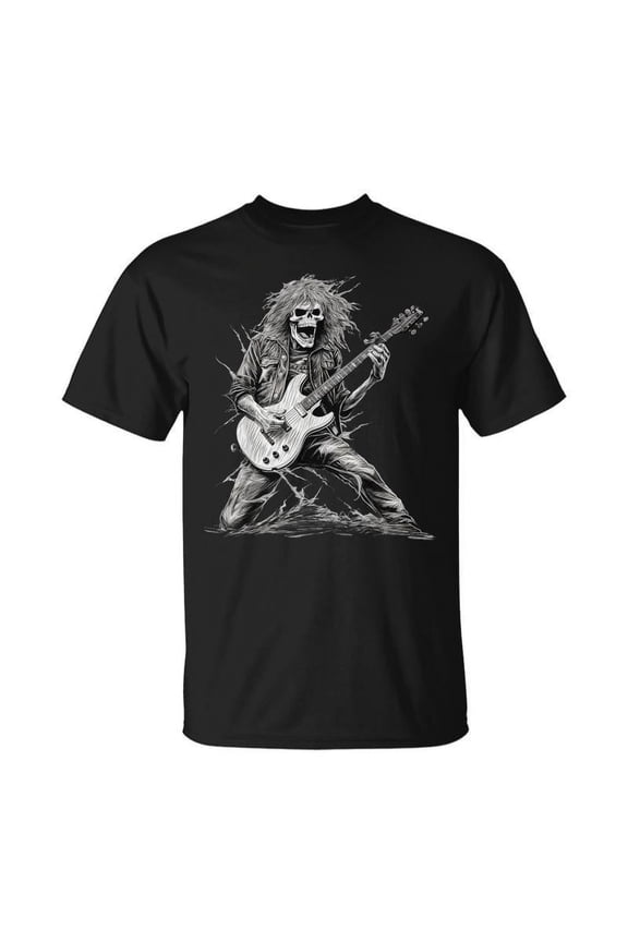 Skeleton Guitar Guy Rock And Roll Band Rock On T-Shirt