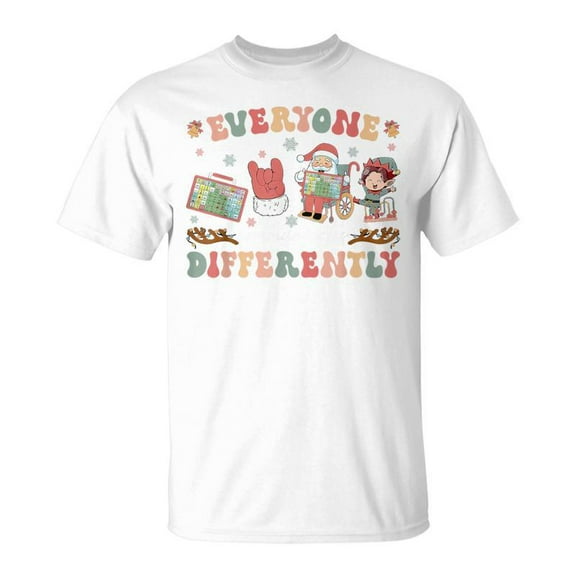 SR Speech Therapy Christmas Everyone Communicates Differently T-Shirt