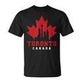 thumbnail image 1 of SR Toronto Skyline Silhouette Canada Maple Leaf Unisex T-Shirt, 1 of 5