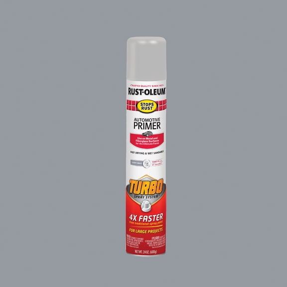 Light Gray, Rust-Oleum Stops Rust Turbo Auto Primer Spray Paint-393379, 24 oz