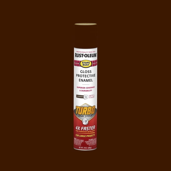 Leather Brown, Rust-Oleum Stops Rust Turbo Gloss Protective Enamel Spray Paint-398662, 24 oz