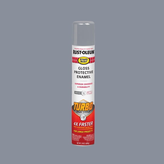 Smoke Gray, Rust-Oleum Stops Rust Turbo Gloss Protective Enamel Spray Paint-393377, 24 oz