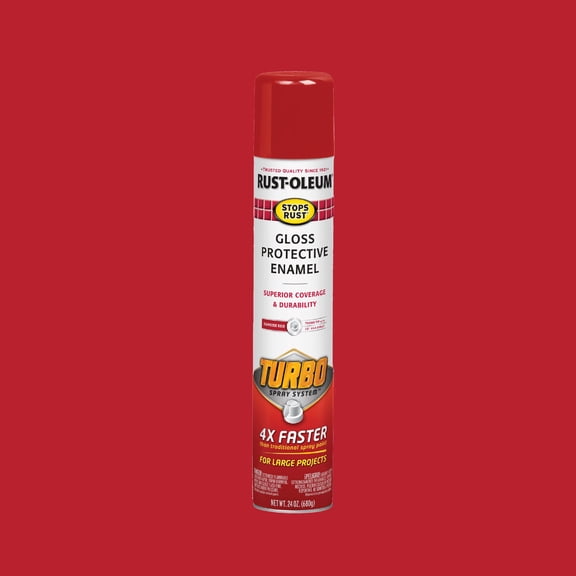 Sunrise Red, Rust-Oleum Stops Rust Turbo Gloss Protective Enamel Spray Paint-393375, 24 oz