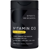 Sports Research® SR Vitamin D3 5000 IU with Coconut MCT Oil - High Potency Vitamin D Supplement (360 Softgels)