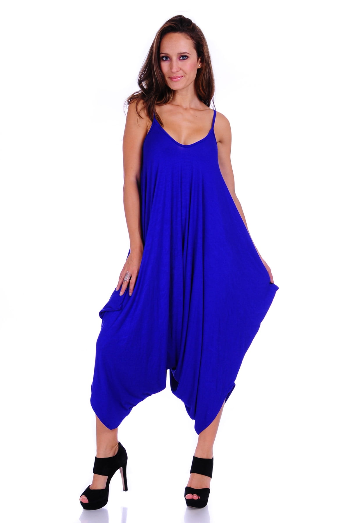 Casual Loose-fit Solid Sleeveless Spaghetti Strap Harem Pants main image 0