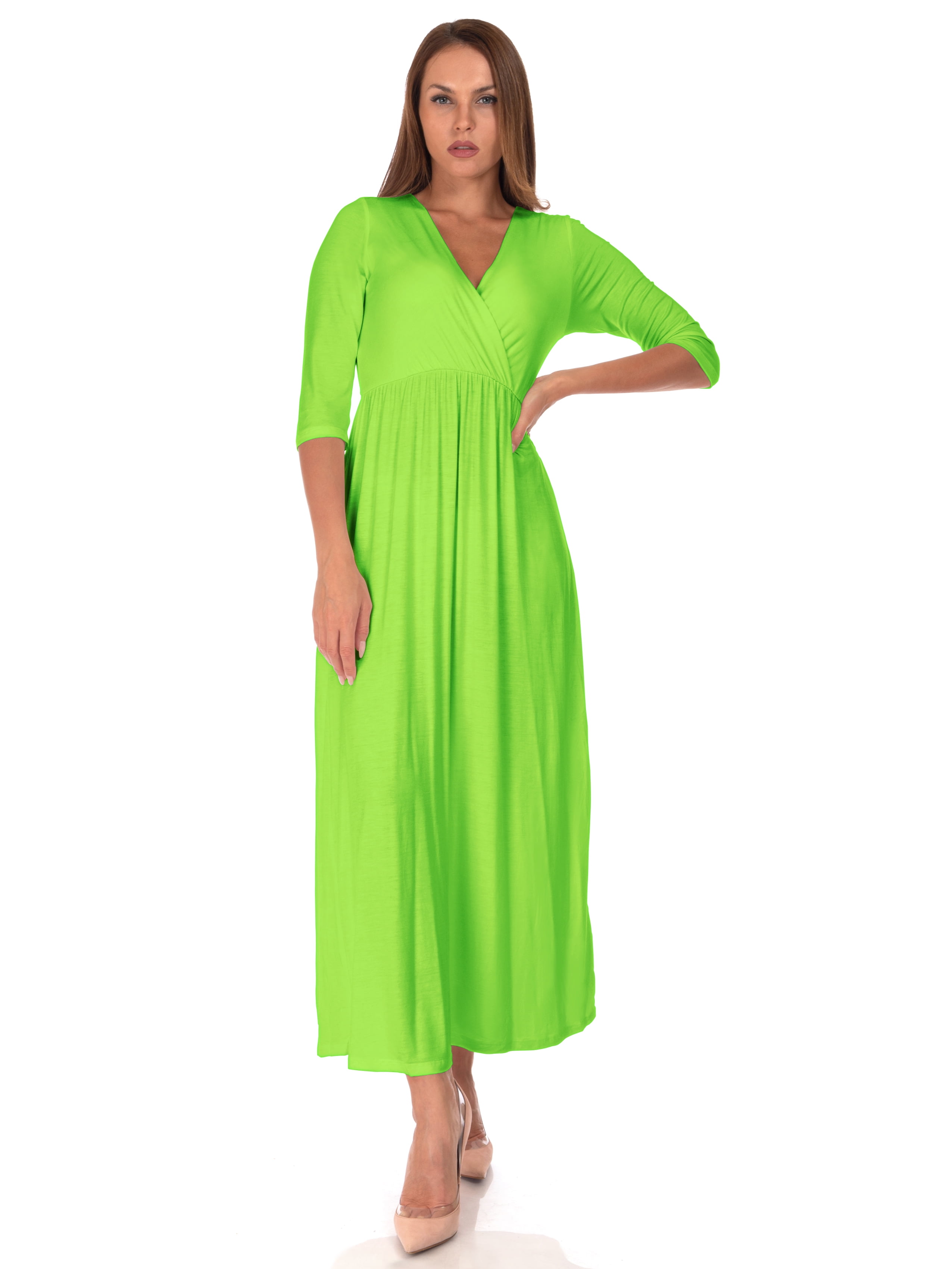 SR Women's Casual Wrap Floor Length Maxi Dress, 1X, Lime - Walmart.com