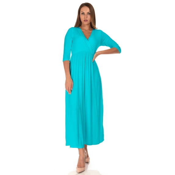 SR Women's Casual Wrap Floor Length Maxi Dress, 1X, Mint