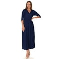 thumbnail image 1 of SR Women's Casual Wrap Floor Length Maxi Dress, 3X, Navy, 1 of 5