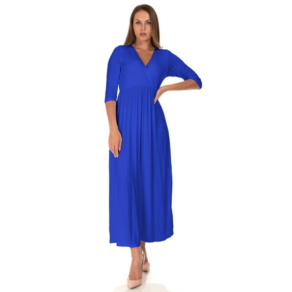 SR Women's Casual Wrap Floor Length Maxi Dress, 3X, Royal