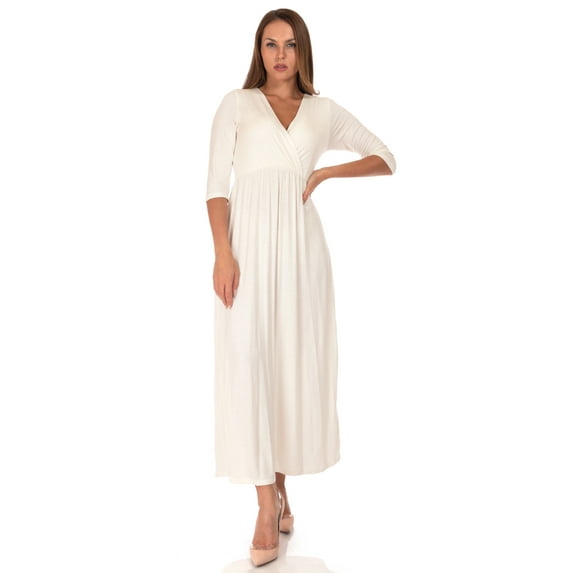 SR Women's Casual Wrap Floor Length Maxi Dress, 4X, Ivory