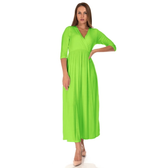 SR Women's Casual Wrap Floor Length Maxi Dress, Large, Lime