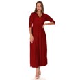 thumbnail image 1 of SR Women's Casual Wrap Floor Length Maxi Dress, Large, Wine, 1 of 5