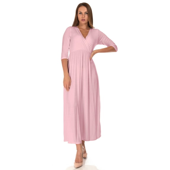 SR Women's Casual Wrap Floor Length Maxi Dress, Small, Dust Pink
