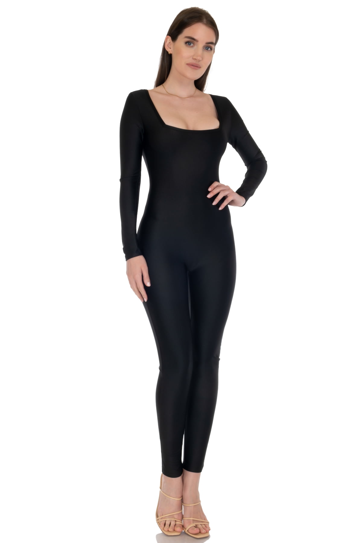 SR Women's Full Length Sexy Long Sleeve Yoga OnePiece Bodycon Jumpsuit