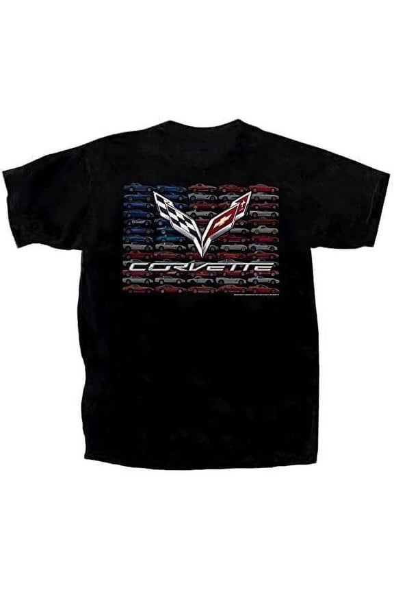 C7 Corvette American Flag Tee Shirt - Black X-Large