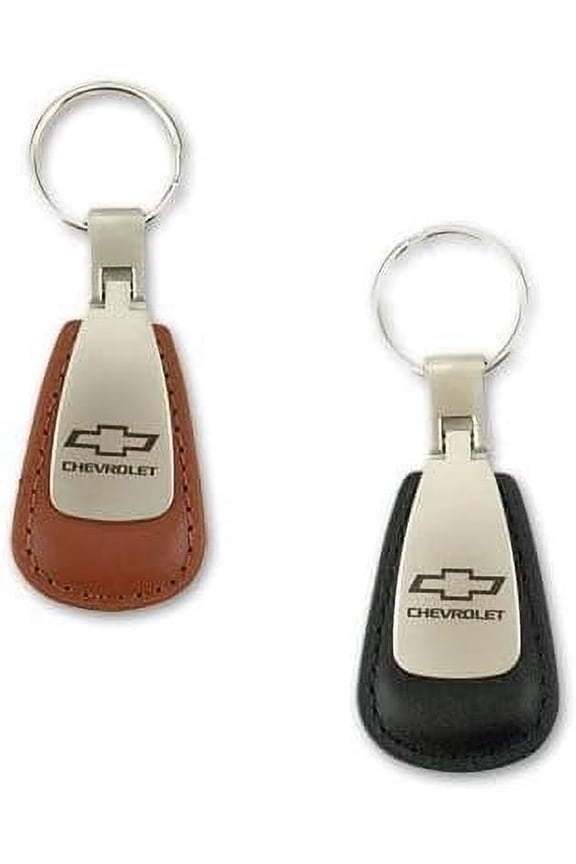 Chevy Bowtie Leather Teardrop Key Chain - Officially Licensed Chevrolet Keychain Brown