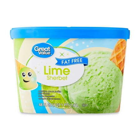 Great Value Fat Free Lime Sherbet, 48 fl oz (Frozen)