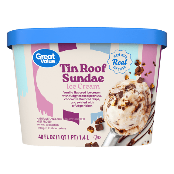 Great Value Tin Roof Sundae Ice Cream, 48 fl oz