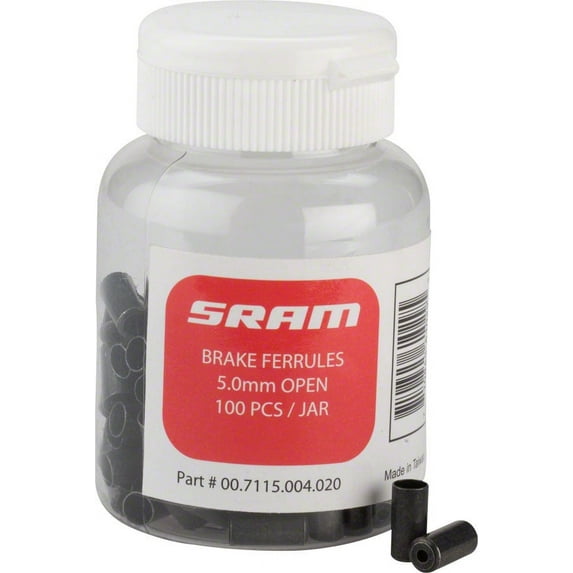SRAM 5mm Brake Cable Housing Ferrules Black, 100-count Jar