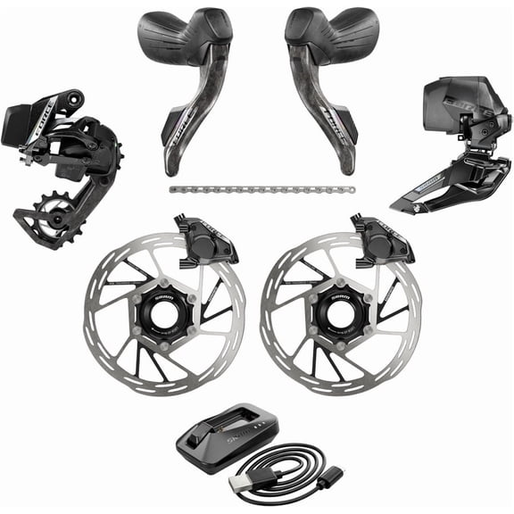 SRAM Force eTap AXS Road Groupset - 2x12-Speed, HRD Shift/Brake Levers, FM Calipers, CL Rotors, Chain, F/R Derailleurs,