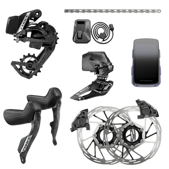 SRAM Force eTap AXS Road Groupset - 2x12-Speed, HRD Shift/Brake Levers, FM Calipers, Rotors, Chain, F/R Derailleurs,
