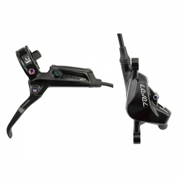 SRAM Level Ultimate Disc Brake and Lever - Rear, Hydraulic, Post Mount, Black with Rainbow Hardware, B1