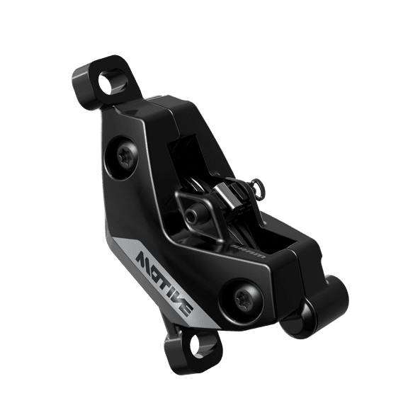 SRAM Motive Silver Disc Brake Caliper Assembly - Front/Rear, Post Mount, 4-Piston, Gloss Black, A1+