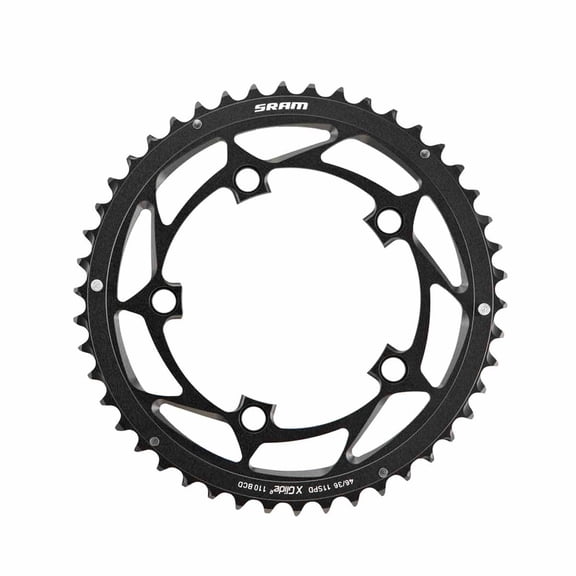 SRAM 52 Tooth 11-Speed 110mm BCD Yaw Chainring BLK Silver Trim Use 36 38T