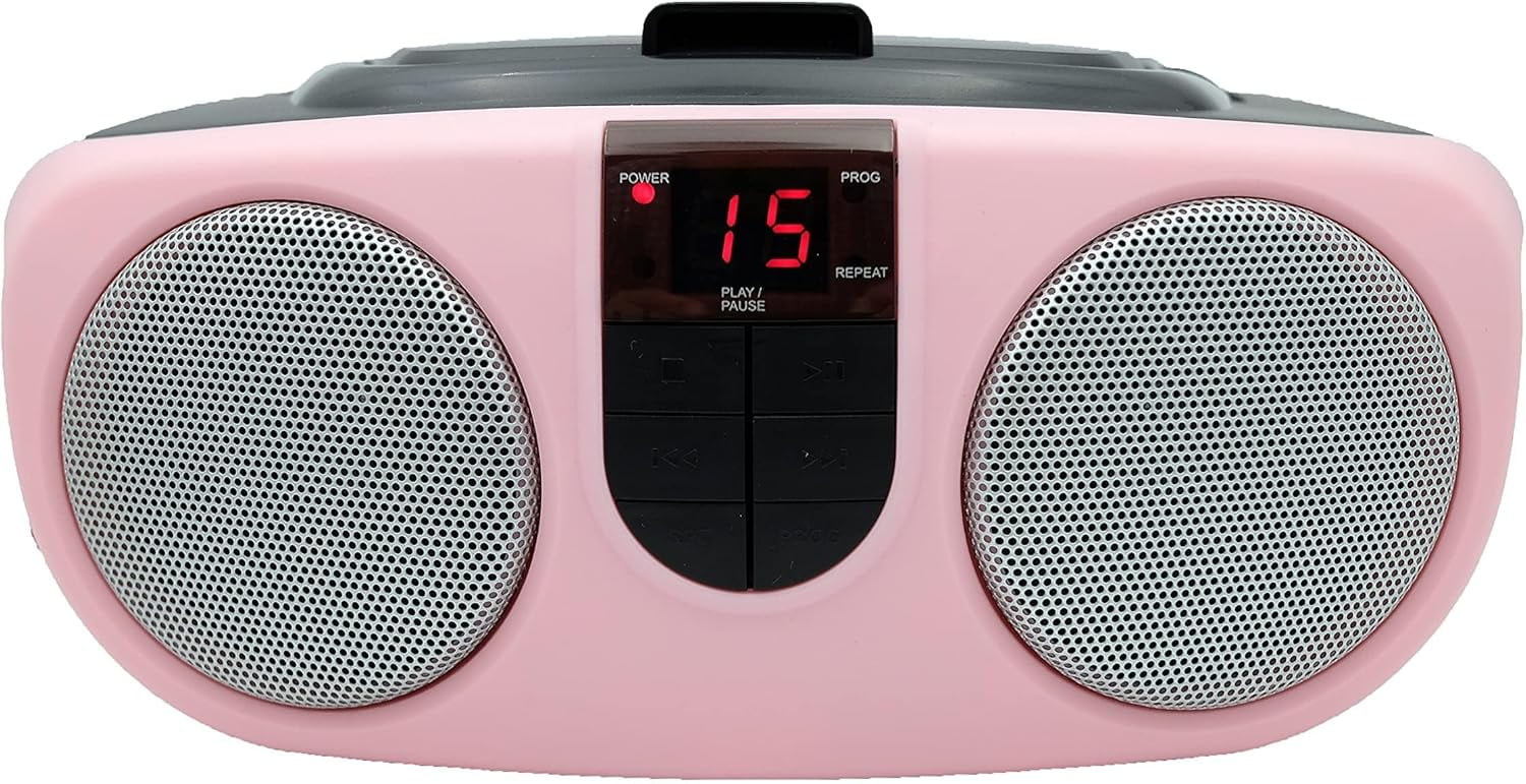 SRCD243 Portable CD Player with AM/FM Radio, Boombox (Pink)