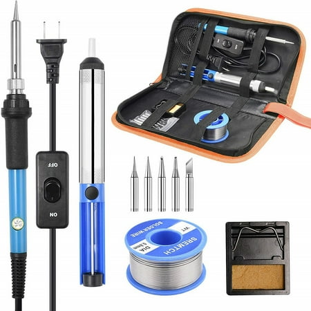 SREMTCH 10-In-1 Portable 60W Soldering Iron Kit Heat Pencil Repair Soldering Tool Blue