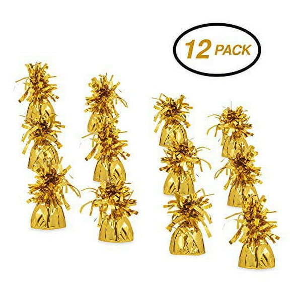 SRENTA 5.5" Gold Metallic Wrapped Balloon Weights for Birthday Party Decoration, Pack of 12