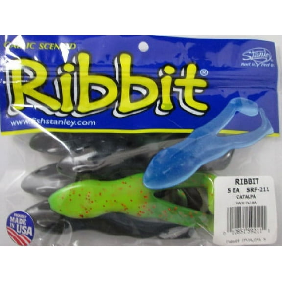 SRF-211 Ribbit 4" Soft Plastic Frog Fishing Lures for Bass with Double Take Hooks, 5-Count
