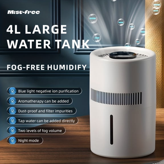 SRGARH 2-In-1 Humidifier, Mist-Free Evaporative Humidifier, Quiet Operation, White Color, 1.06gal Water Capacity, Silent Humidifier, Effective Purification, Ideal for Office, Bedroom, And Nursery