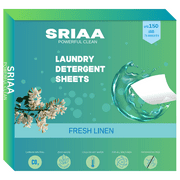 SRIAA Laundry Detergent Sheets – 75 Sheets (150 Loads) | Larger Sheet  5.5x4.5 Inches Fresh Linen Scent Sheets | Eco-Friendly, Biodegradable, Hypoallergenic | Travel-Friendly & Zero Waste