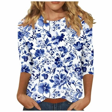SRIPER Clearance,3/4 Sleeve Tops and Blouses for Women,Woman Clothes Under 10,Three Quarter Length Sleeves Tees for Women,Daily Deals,Blusas De Mujer En oferta,Multicolor L