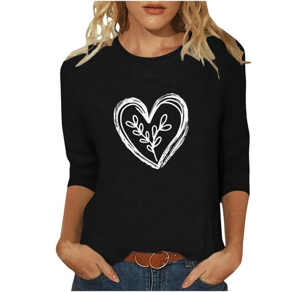 SRIPER Clearance,Women 3/4 Length Blouses Machine Washable,Graphic Tees,New Arrivals Clothing Pullover,My Orders,Blusas De Mujer,Black L