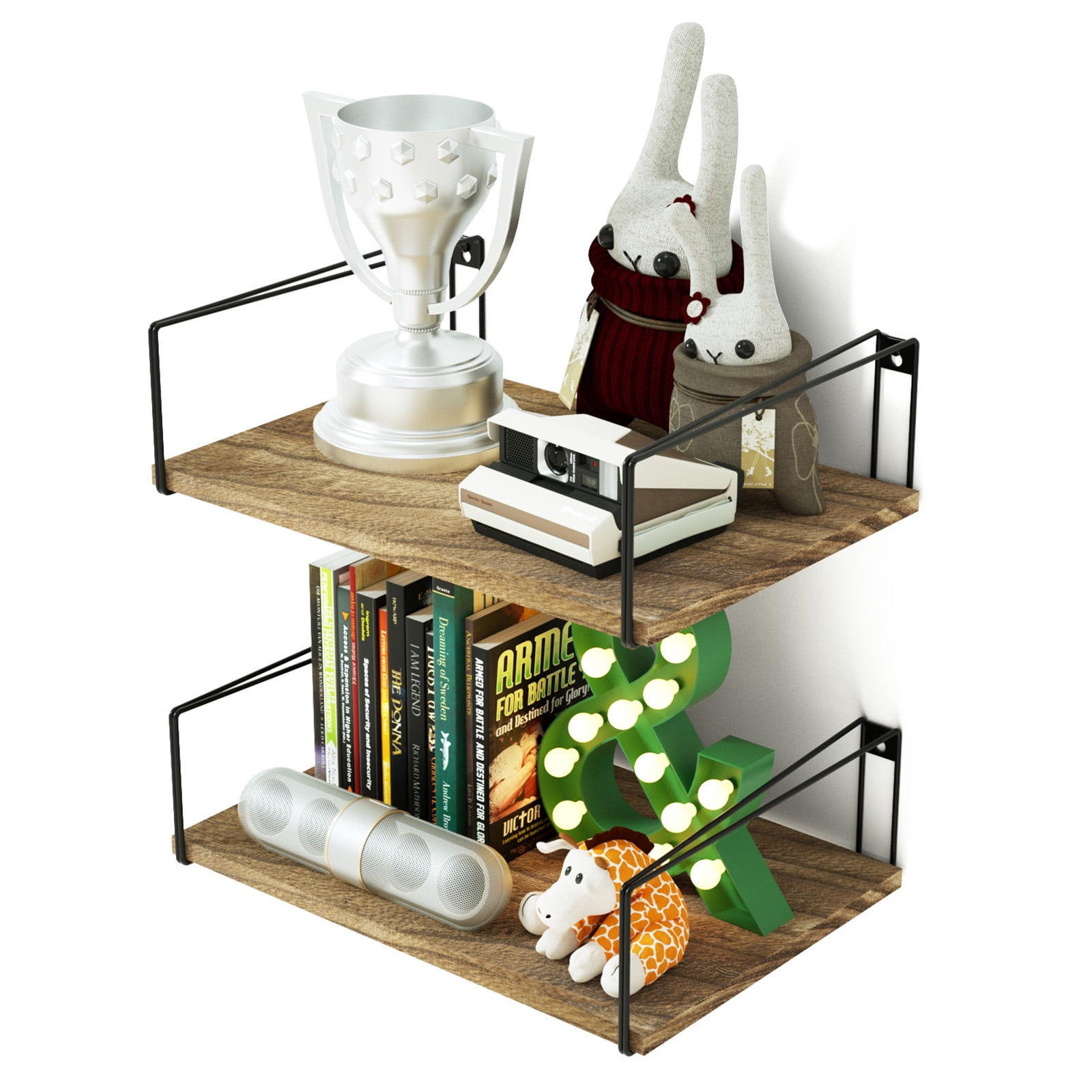 SRIWATANA Wide Floating Shelves Wall Mounted, Rustic Wood Display